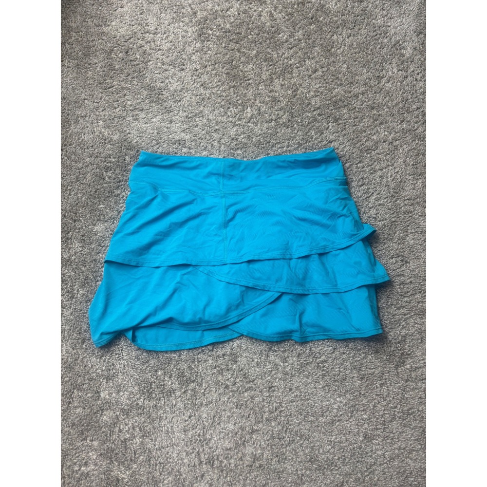 Athleta Girl Ruffle Skort Cyan Blue Tiered Active Skirt Size XXL 16